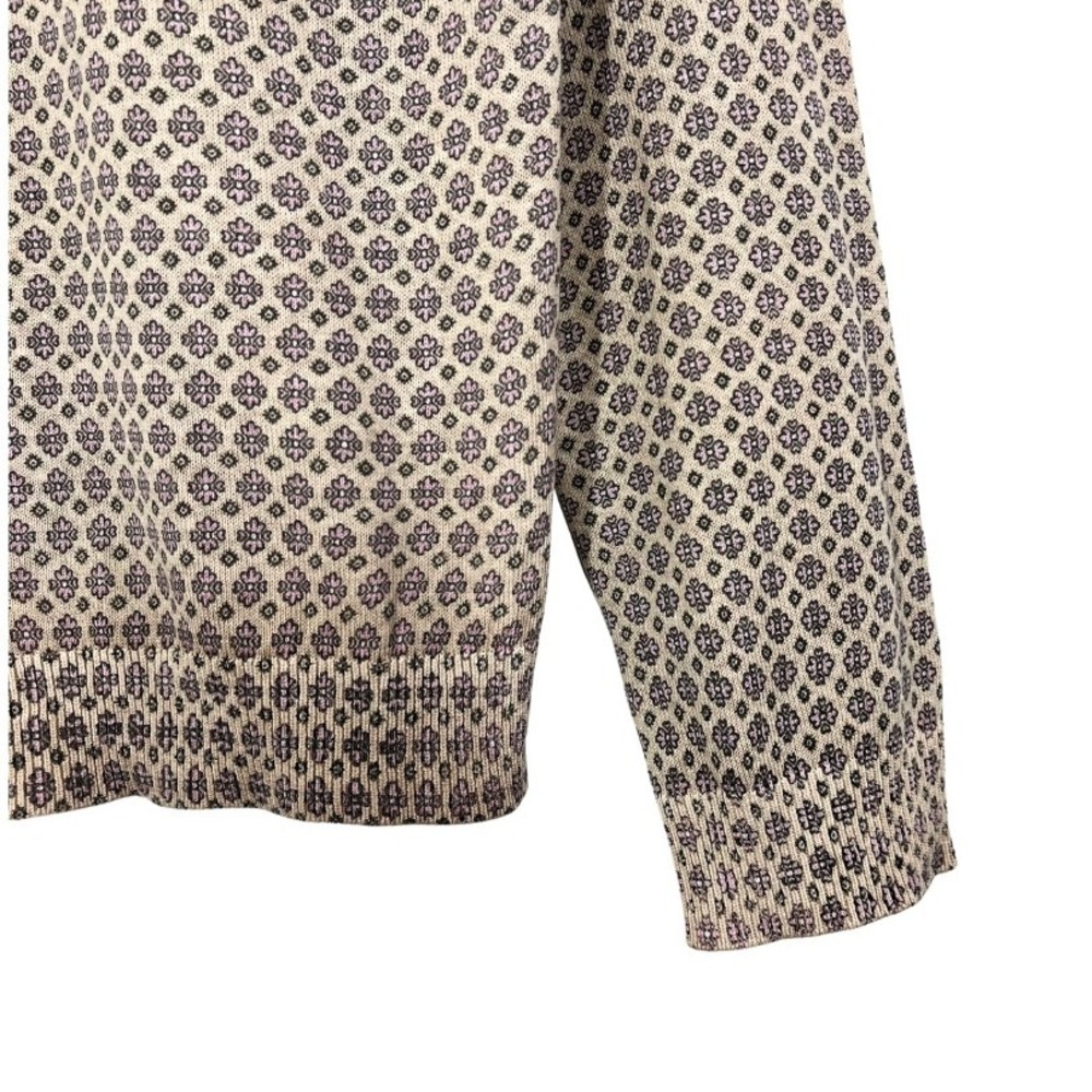 NWT LOFT Floral Fair Isle Sweater M Beige Pink Cotton Silk Blend Soft Pullover‎ - Picture 5 of 8